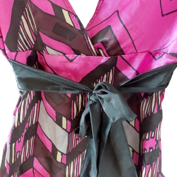 Pink and Black Silky Blouse Blousy Top Size Small  NEW NWT - Picture 5 of 8